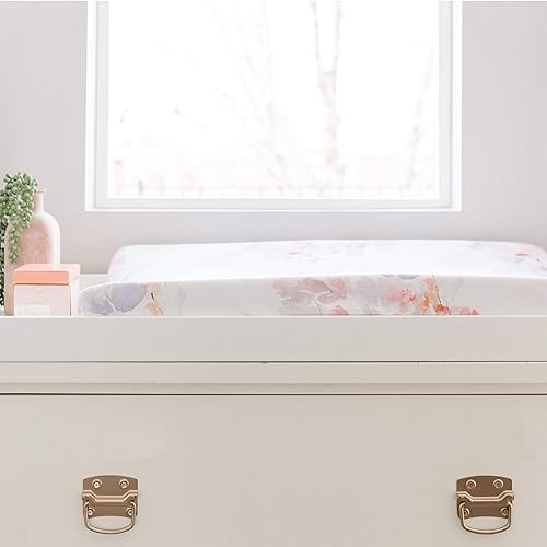 Miniatura 4 de Oilo Funda para cambiador, jersey ajustado de algodón turco transpirable, 300 hilos, lavable a máquina, se adapta a cambiadores estándar (32 x 16