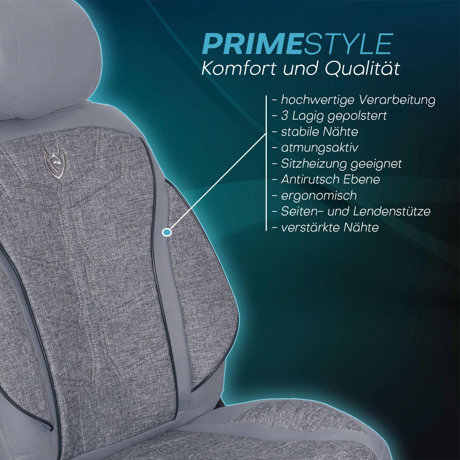 Fundas de asiento aptas para BMW IX | Color: Gris | Modelo: Prime MT | Fundas de asiento | Fundas de asiento | MT1