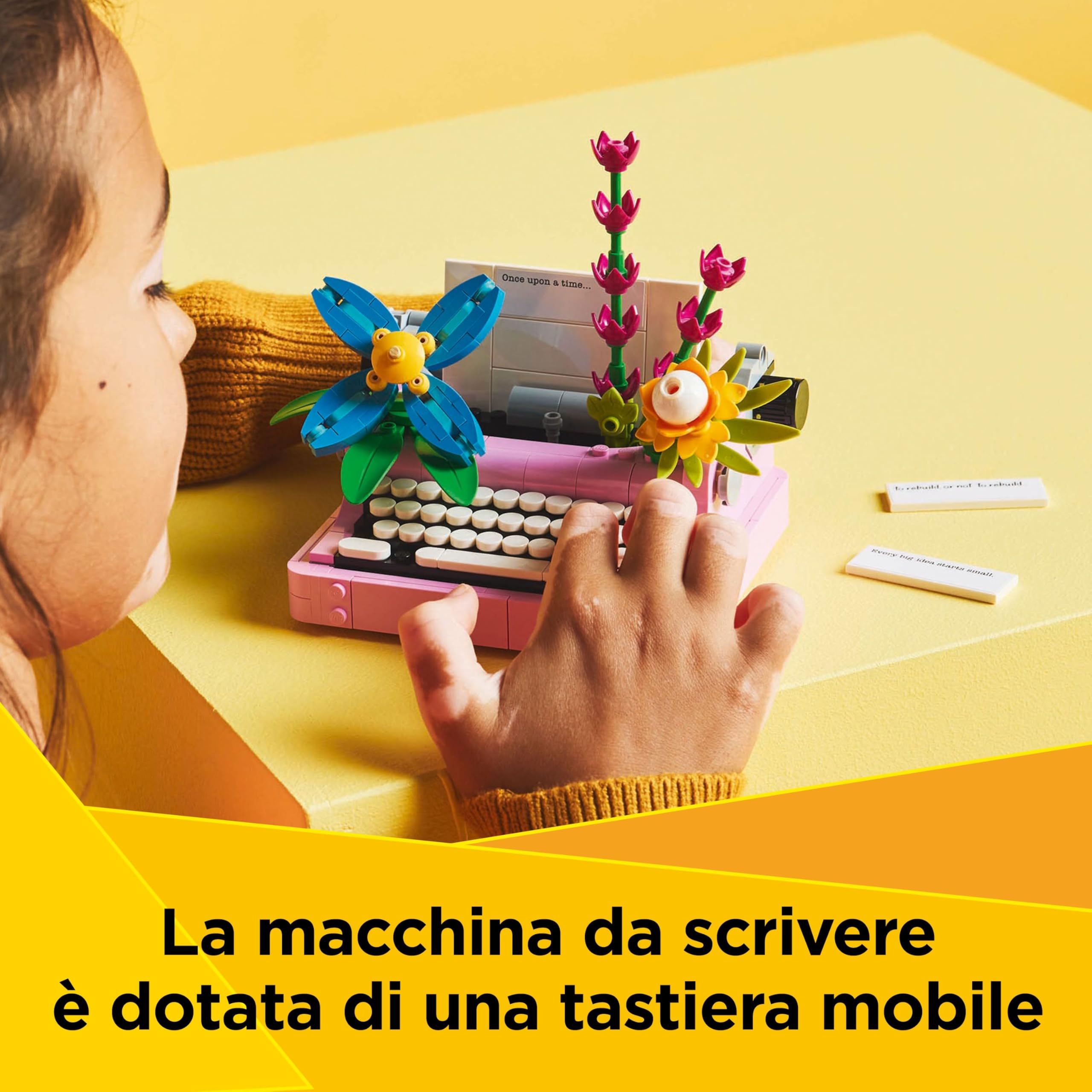 LEGO Creator 3 in 1 Macchina da Scrivere con Fiori Giocattolo - Si Trasforma in Keytar o in Vaso di Fiori con Penna e Taccuino - Regalo di Compleanno Creativo per Bambine e Bambini da 8 Anni - 31169