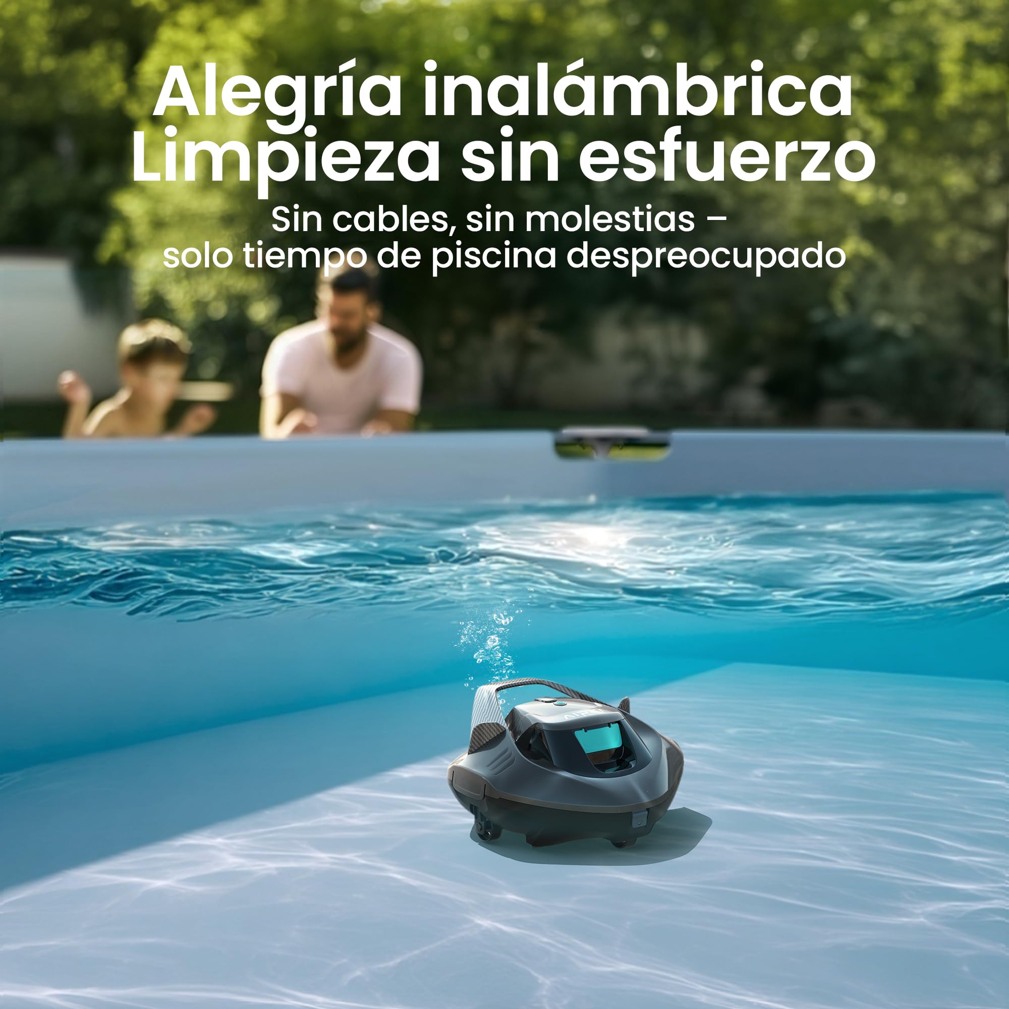 AIPER Seagull SE Robot Limpiafondos para Piscina Automático, Aspirador sin Cable, 90 Min de Autonomía, Indicador LED, Auto Parking, para Piscinas Desmontables hasta 80 m²