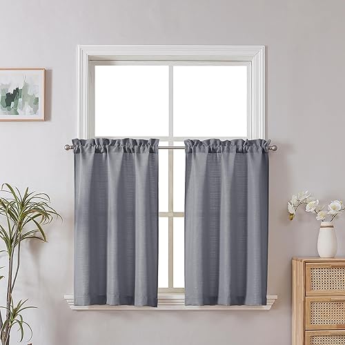 Miniatura 35 de Chyhomenyc Cortinas Rojas Navideñas de 84 Pulgadas de Largo Juego de 2 Paneles, Lino Sintético Texturizado Semi Filtrante de Luz Suave Aireado