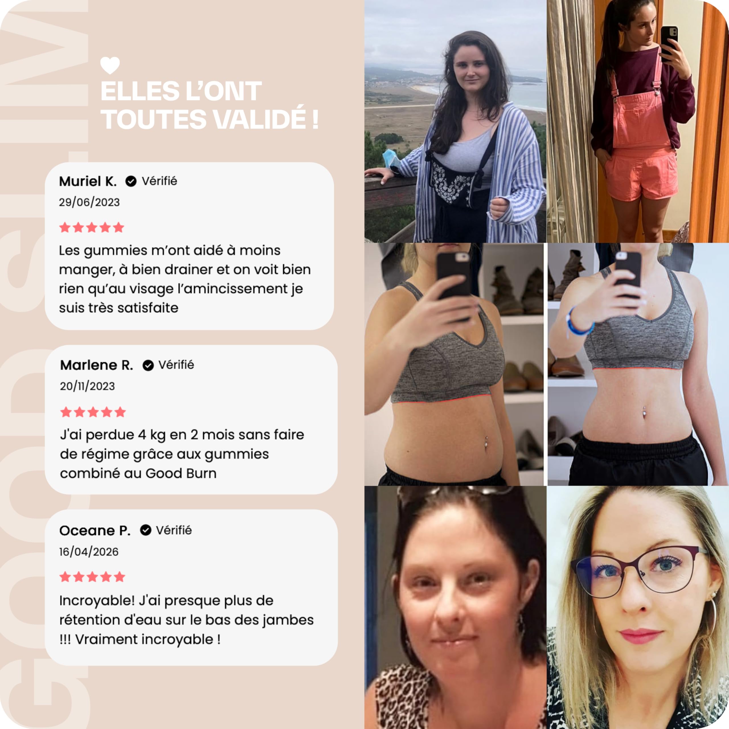 Lashilé Beauty - Gummies Contrôle et perte de poids - Perte du poids Puissant & Silhouette - Good Slim - Complément alimentaire Minceur - L-Carnitine Maté Vit C & B6 - Cure 1 Mois 60 Gummies