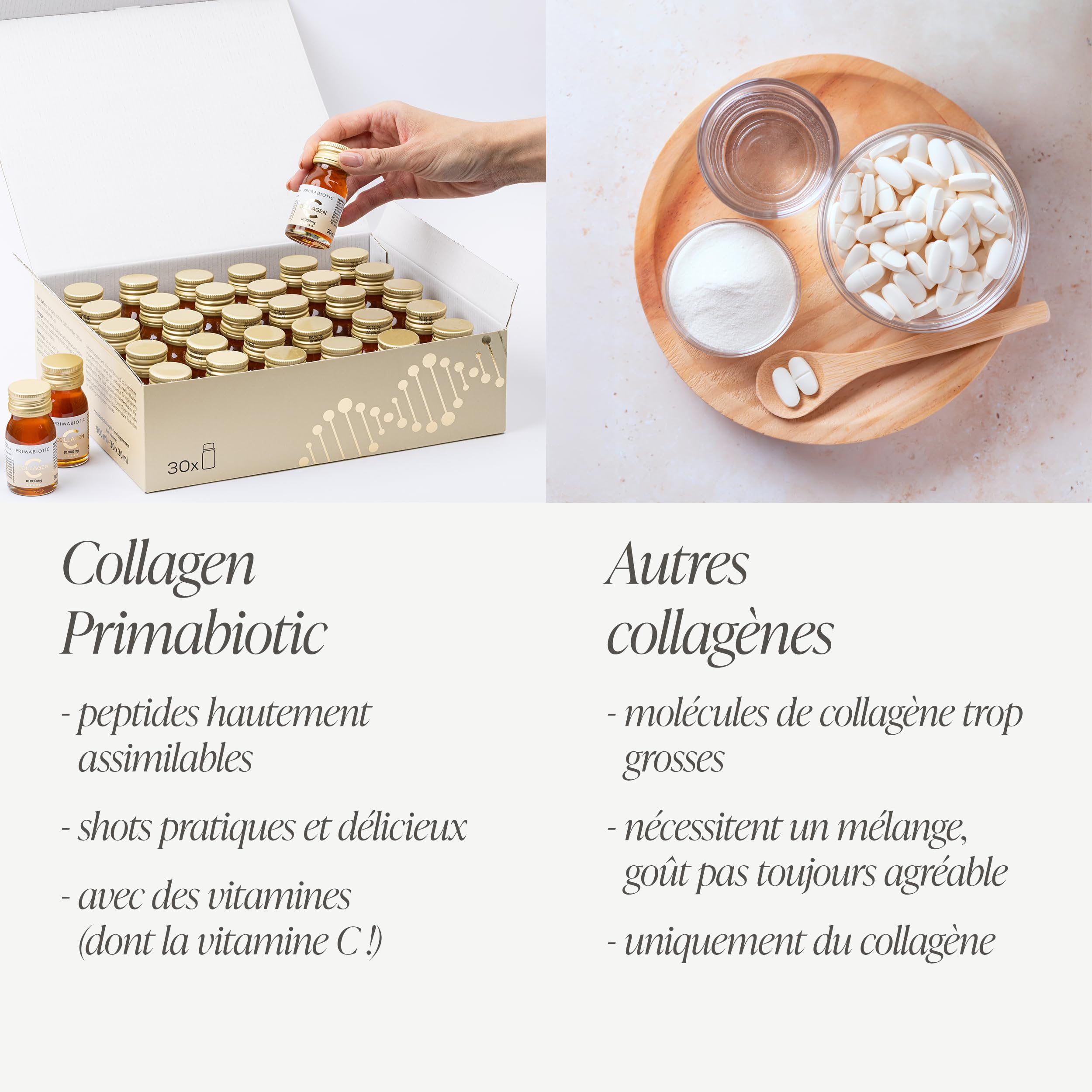 Collagène à Boire – Primabiotic Collagen 10 000 mg | 30 Flacons de 30 ml (900 ml) | Complément Boisson Premium pour la Beauté | Soutien pour la Peau, les Cheveux et les Articulations