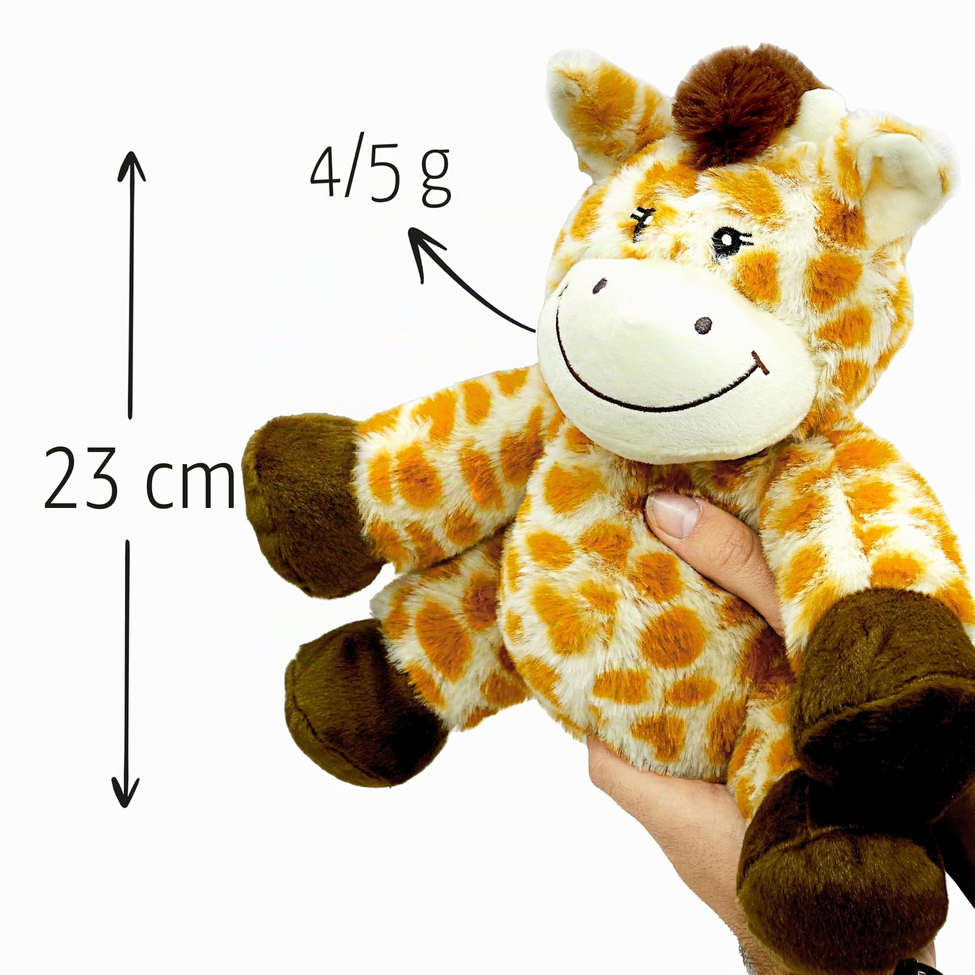 Wärmetier 23 cm - Wärme Kuscheltier - Kirschkernkissen Tier - Wärmekissen Tier - Kuscheltier Wärmekissen - Wärmekissen Baby - Wärmekissen Kuscheltier - Stofftier Giraffe - Abnehmbarer Saatbeutel