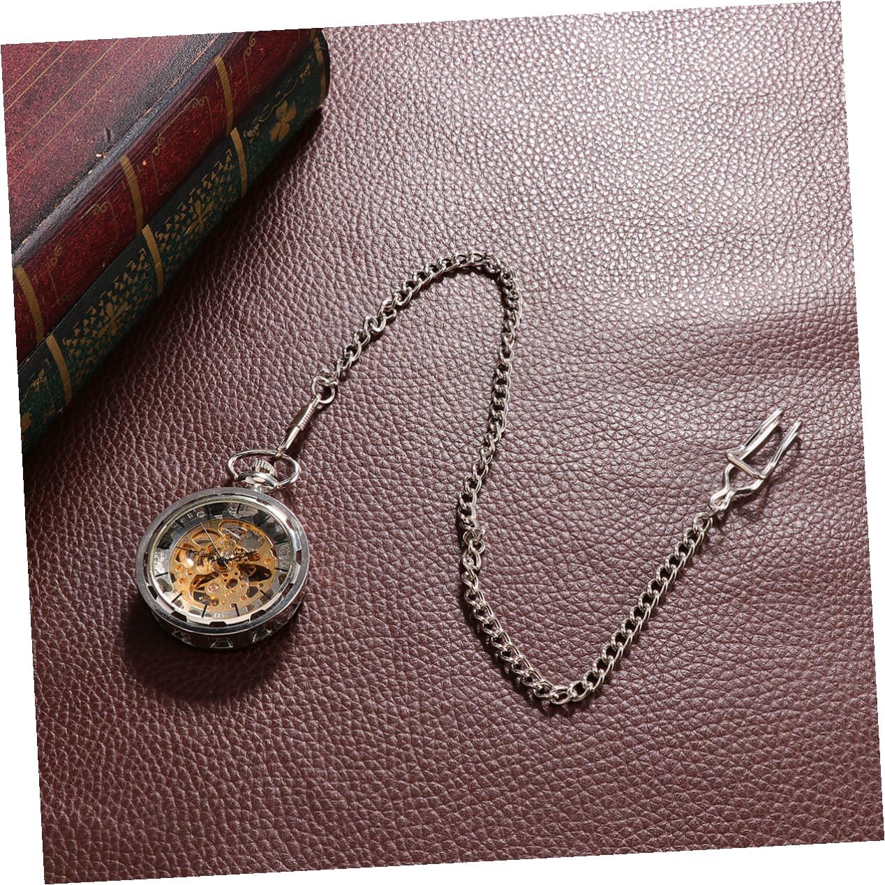Mechanische Taschenuhr aus Legierung, Silber, Durchbrochen im Vintage Stil