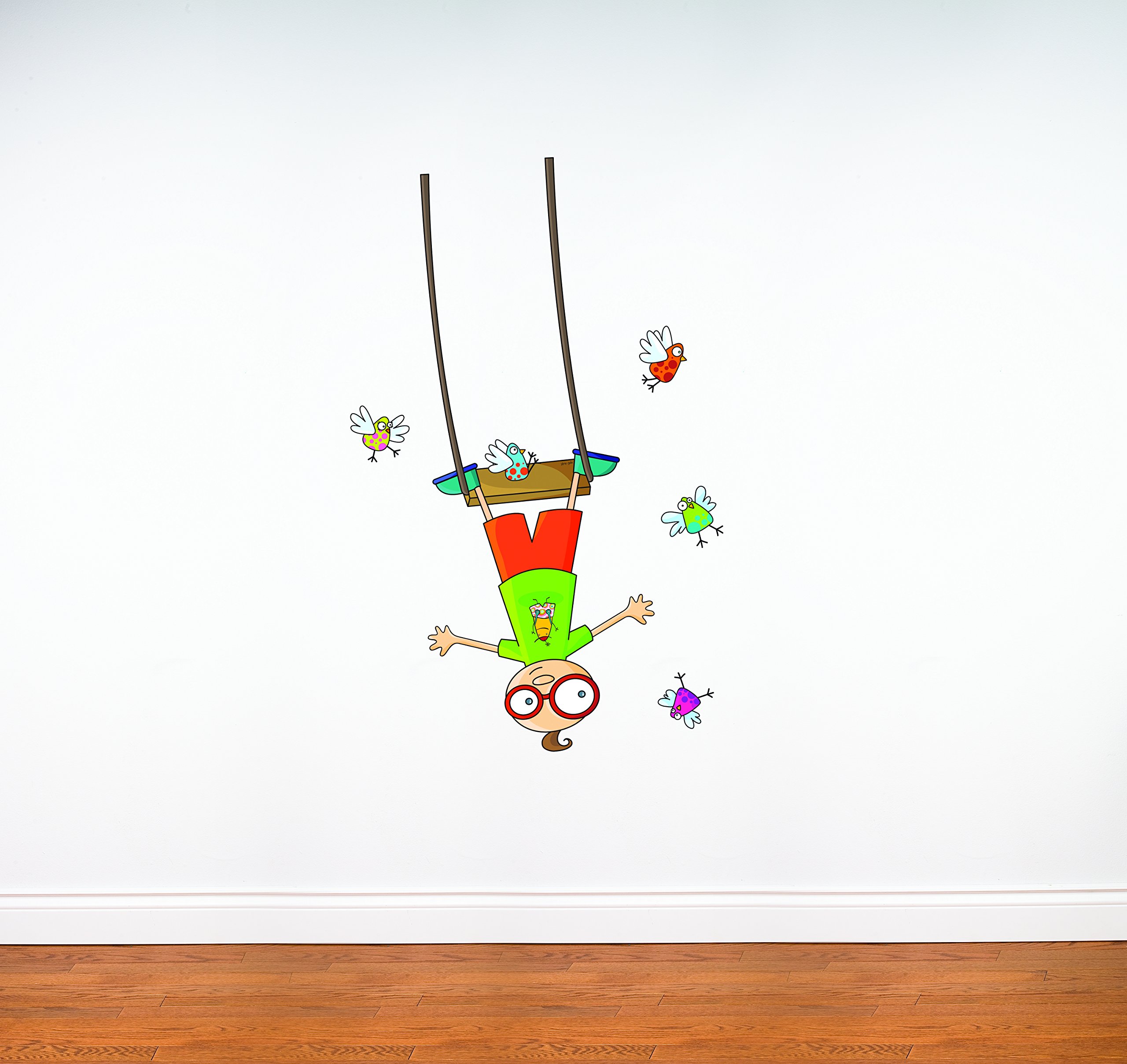 AdzifSwing Boy Wall Decals, Multicolored