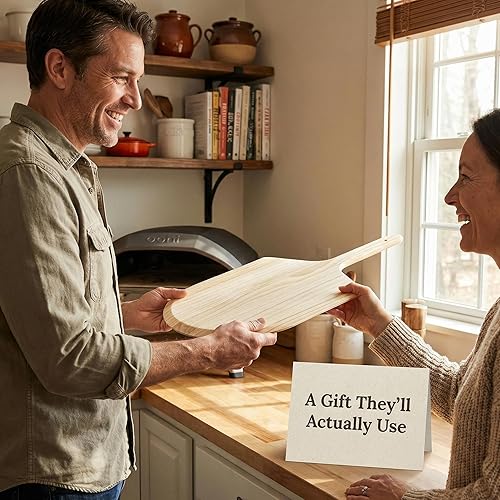 Vista 9 de Pela de madera para pizza, hoja de 16 x 14 pulgadas con mango de 8 pulgadas, madera de pino, longitud total de 24 pulgadas con borde cónico