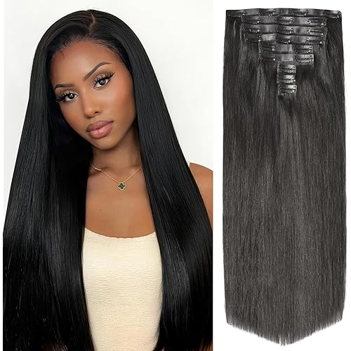 LUVME HAIR Hair Extensions Real Human Hair Fullness with 1 Pack 135g Silky Straight Clip in Hair Extensions 9pcs 20clips 18 inch Hair