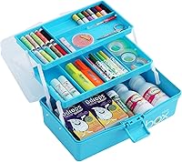 Vista 5 de Sunxenze Caja de Almacenamiento de Manualidades de Plástico Transparente de 12 Pulgadas de Tres Capas, Organizador de Caja de Herramientas/Caja