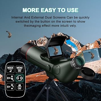 Smart Telescope, Digital Electronic Telescopes with 4K Astrophotography Camera, Internal and Externat Dual Screens Spotter for Adults & Kids & Beginners Astronomy with 64G Card
