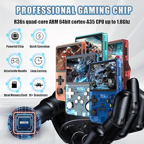 Miniatura 2 de R36S - Consola de juegos portátil retro de 64 G, consola retro integrada de más de 20000 juegos, emulador 21, pantalla IPS de 3.5 pulgadas, sistema