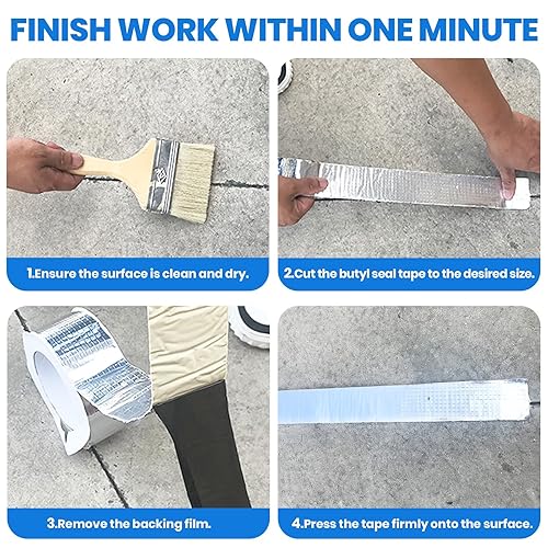 Miniatura 7 de ADHES - Cinta de butilo impermeable, 2 pulgadas x 16 pies, cinta selladora de butilo para reparación de caravanas, ventanas, barcos y tuberías,