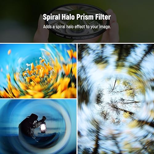 Miniatura 4 de NEEWER Filtro de lente de cámara con halo en espiral de 3.031 in, prisma K9, vidrio óptico, efectos especiales, filtro de fotografía, accesorios de