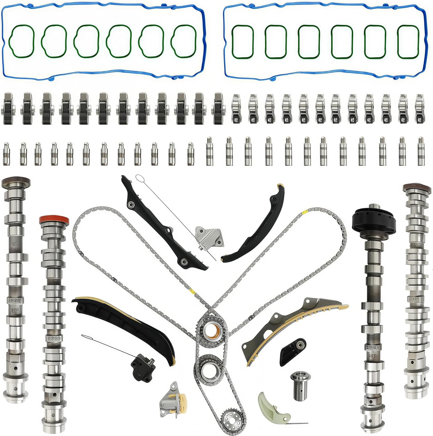 2016-2024 3.6L Engine Rebuild Overhaul Kit Timing Chain Camshaft Rocker Arm Lifter Fit For Chrysler Pacifica Voyager Dodge Durango Jeep Gladiator Grand Cherokee Wrangler Ram Promaster 1500 2500 3500