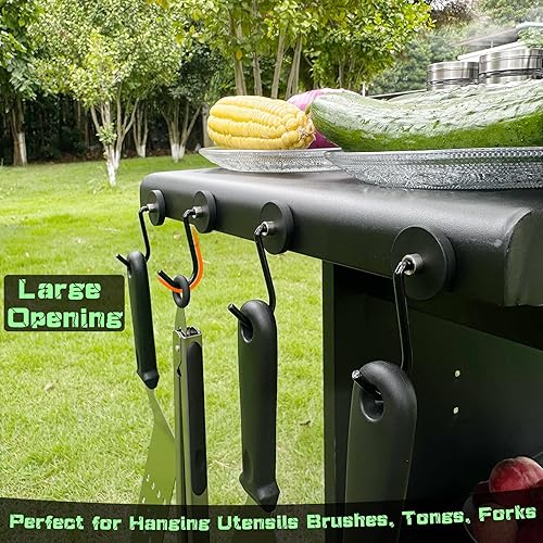 Miniatura 7 de Ganchos para parrilla ahumador, paquete de 4 ganchos magnéticos resistentes y antideslizantes para utensilios de parrilla, ganchos magnéticos