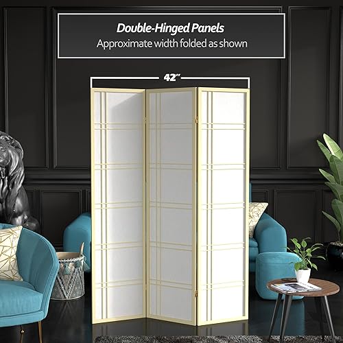 Miniatura 28 de Red Lantern Divisor de habitación con 5 paneles de doble cruz Shoji de 6 pies de alto Marfil,Oro,Gris,https://www.amazon.com/dp/undefined