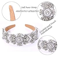 Vista 3 de Diademas de cristal para mujer, diademas adornadas con diamantes de imitación, diademas con cuentas de perlas para mujeres y niñas, accesorios