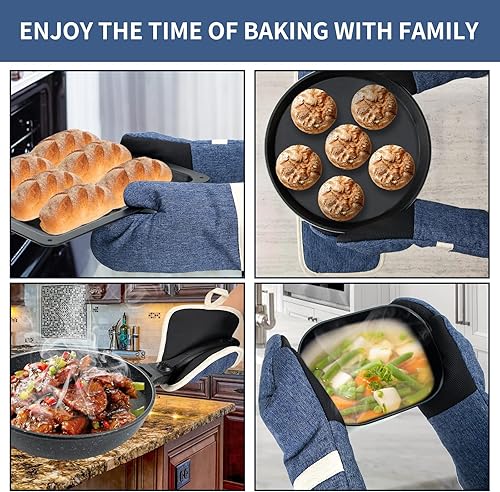 Miniatura 2 de Juego de manoplas de horno y agarraderas para platos, 100% algodón, perfecto para regalo, hornear y cocinar todos los días, duradero, resistente al