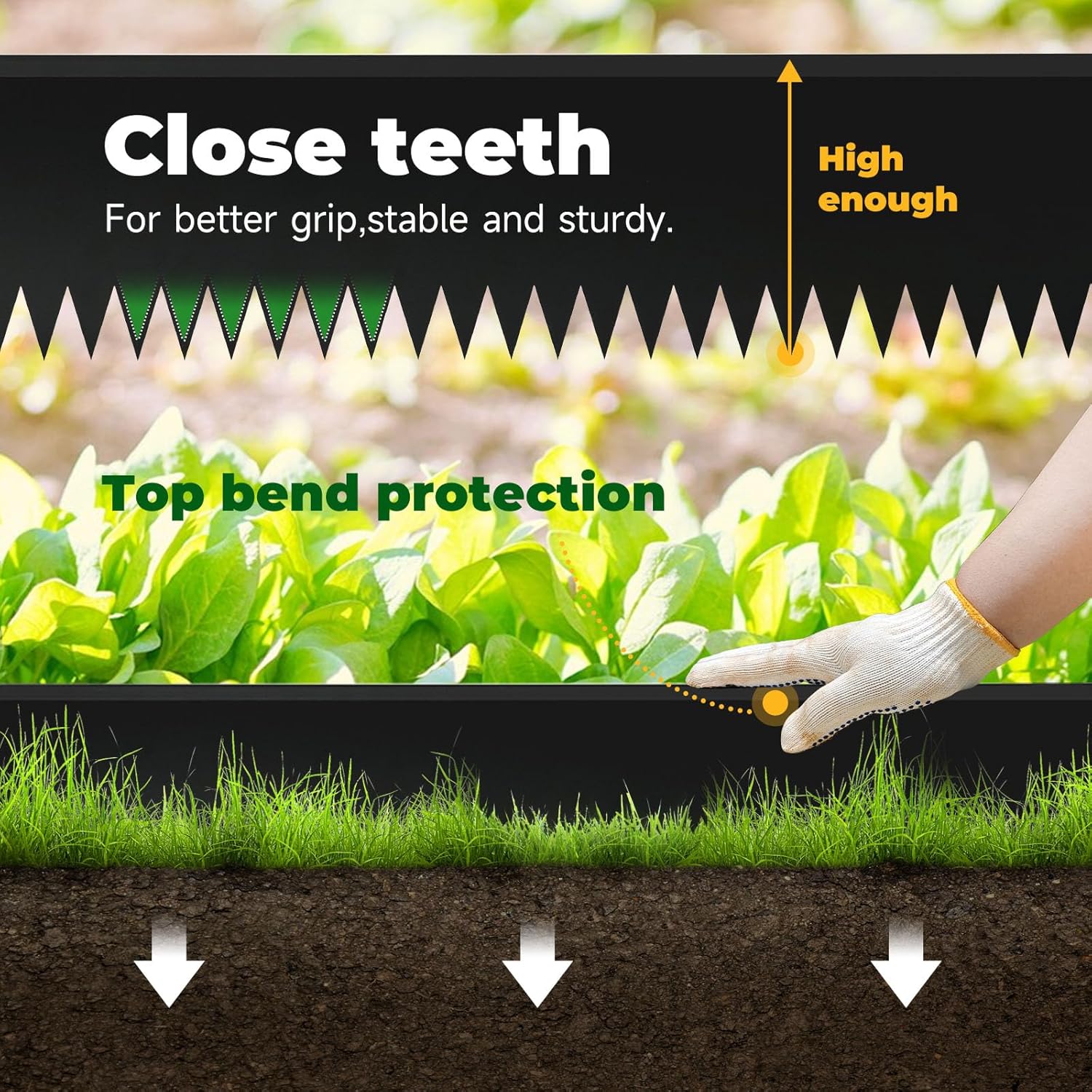 Steel Garden Edging with Top Bending Protection Metal Lanscape Edging Steel Lawn Edging 40 inch Strips, 8 inch Depth 180 Degree Bend for Garden,Lawn,Backyard, 6 Pack (8 inch-180 Degree Bend)