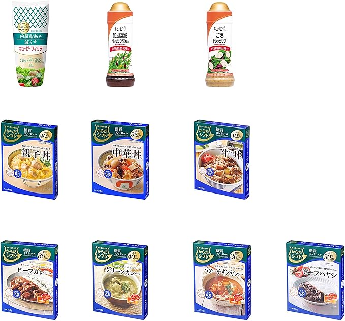 Amazon Amazon Co Jp 限定 キユーピー 機能性表示食品 マヨネーズ ドレッシング からだシフト カレー どんぶり 1週間 糖質コントロール レトルト食品 時期によりセット内容に変更があります セット買い フィッテ 黒酢 アソート カレー 通販
