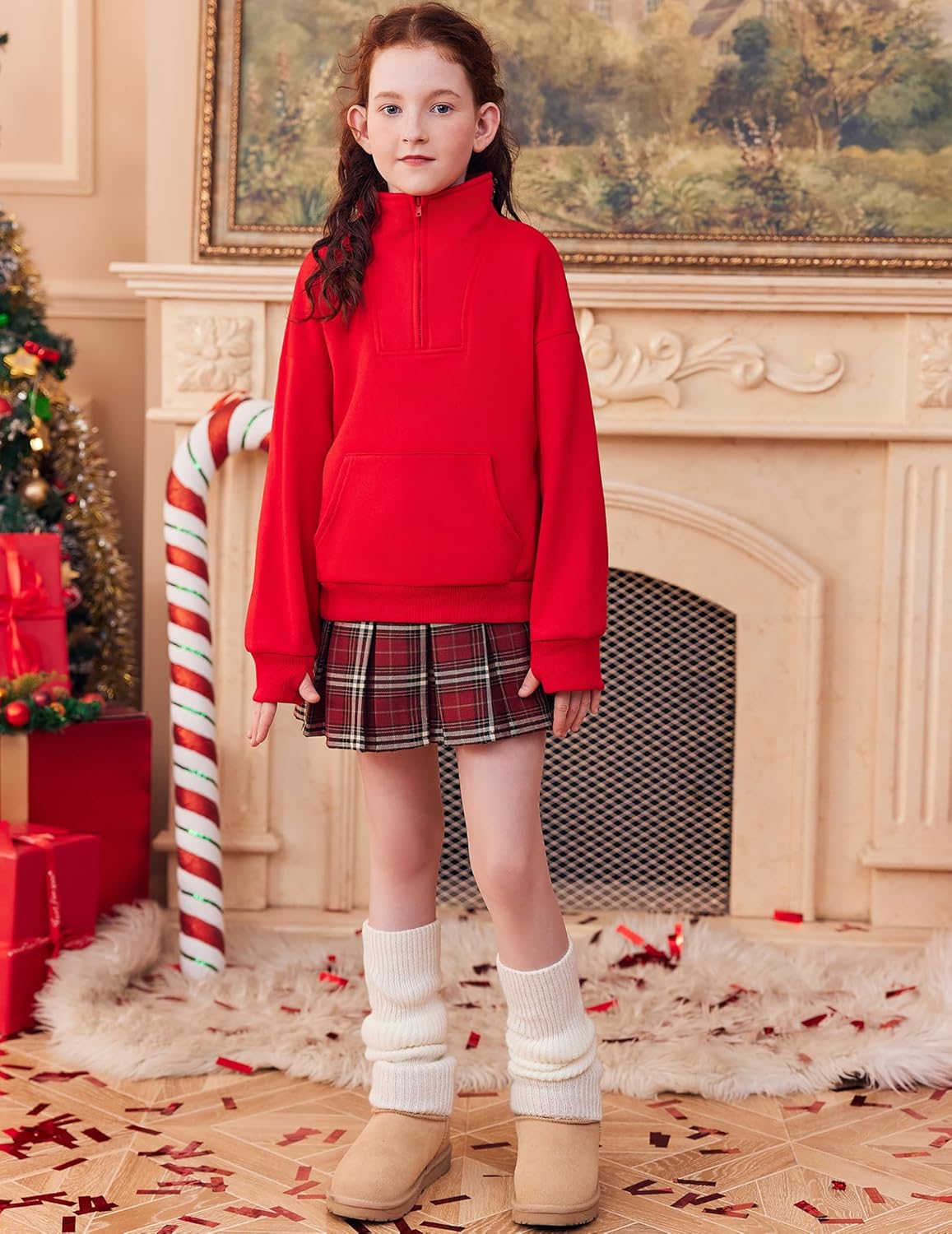 Arshiner Girls Half Zip Sweatshirt Fleece Quarter Zip Pullover Sweatshirts Fall Clothes for Teen Girls Thumb Hole - Image 8