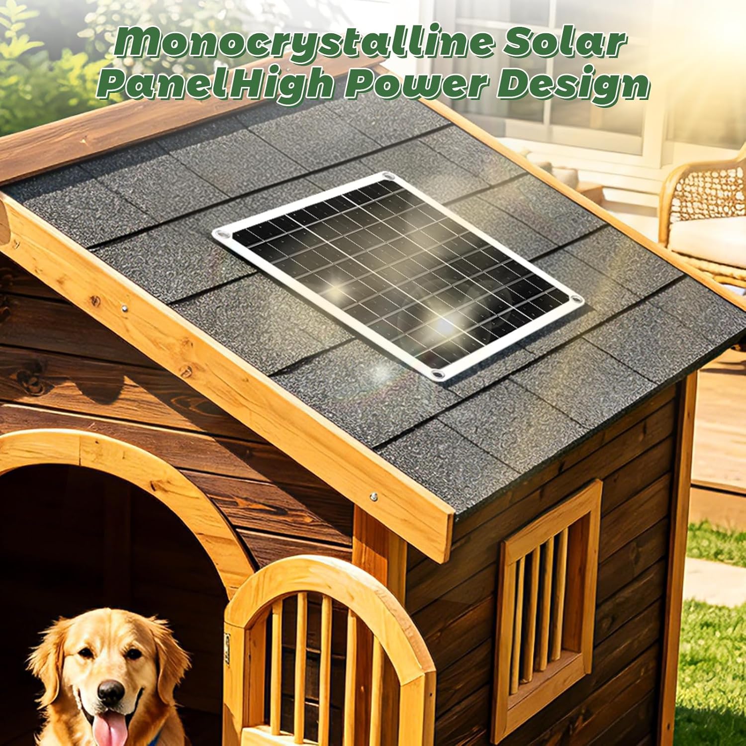 15W Solar Powered Fan for Chicken Coop, Solar Panel Exhaust & Intake Fan with Two Waterproof Fans 6.5Ft Cable Installation Kits, Ideal for Greenhouse Dog-House Outside Shed
