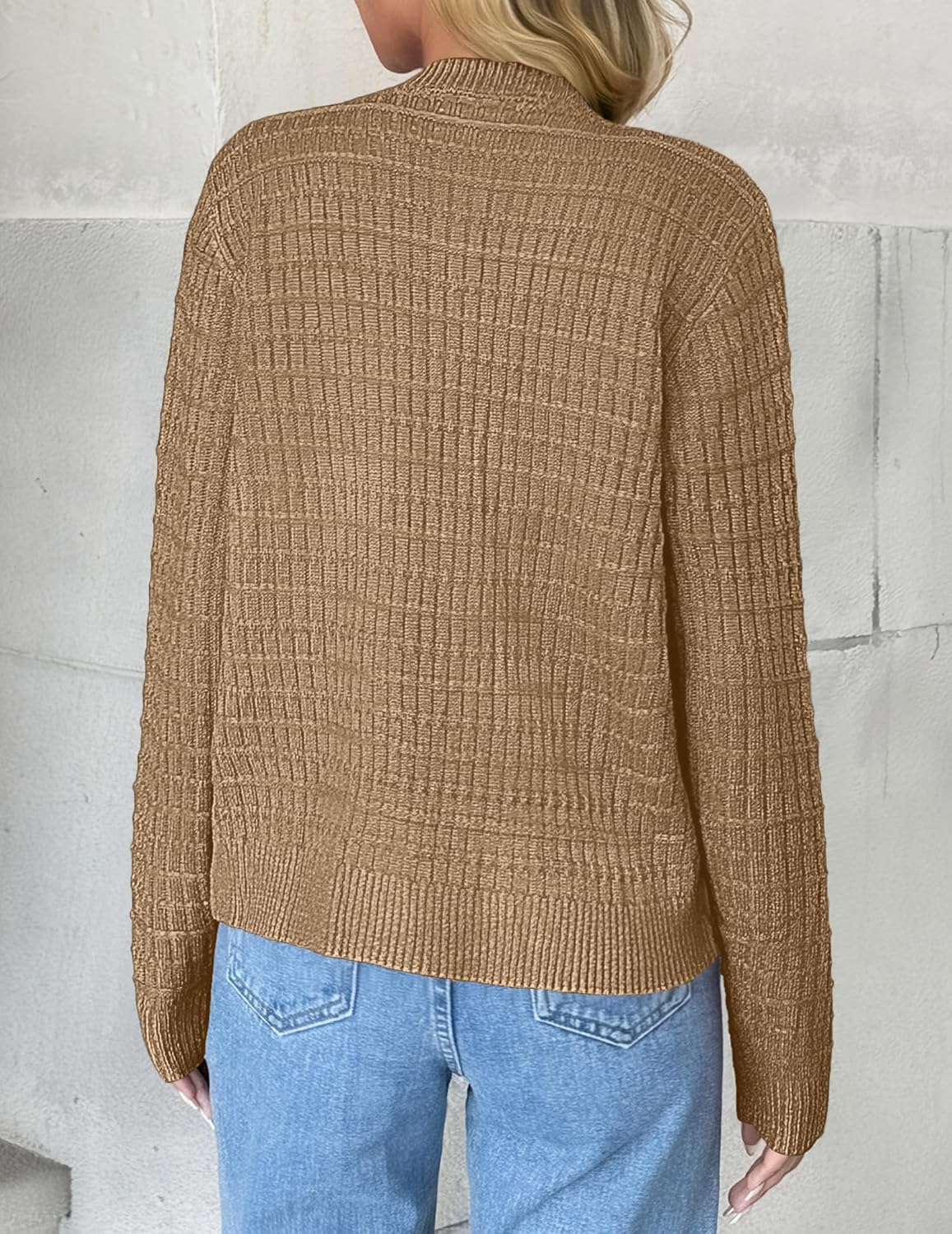 Zeagoo Women's 2026 Cardigan Sweaters Button Down Crew Neck Open Front Long Sleeve Knit Cropped Jackets - Image 4