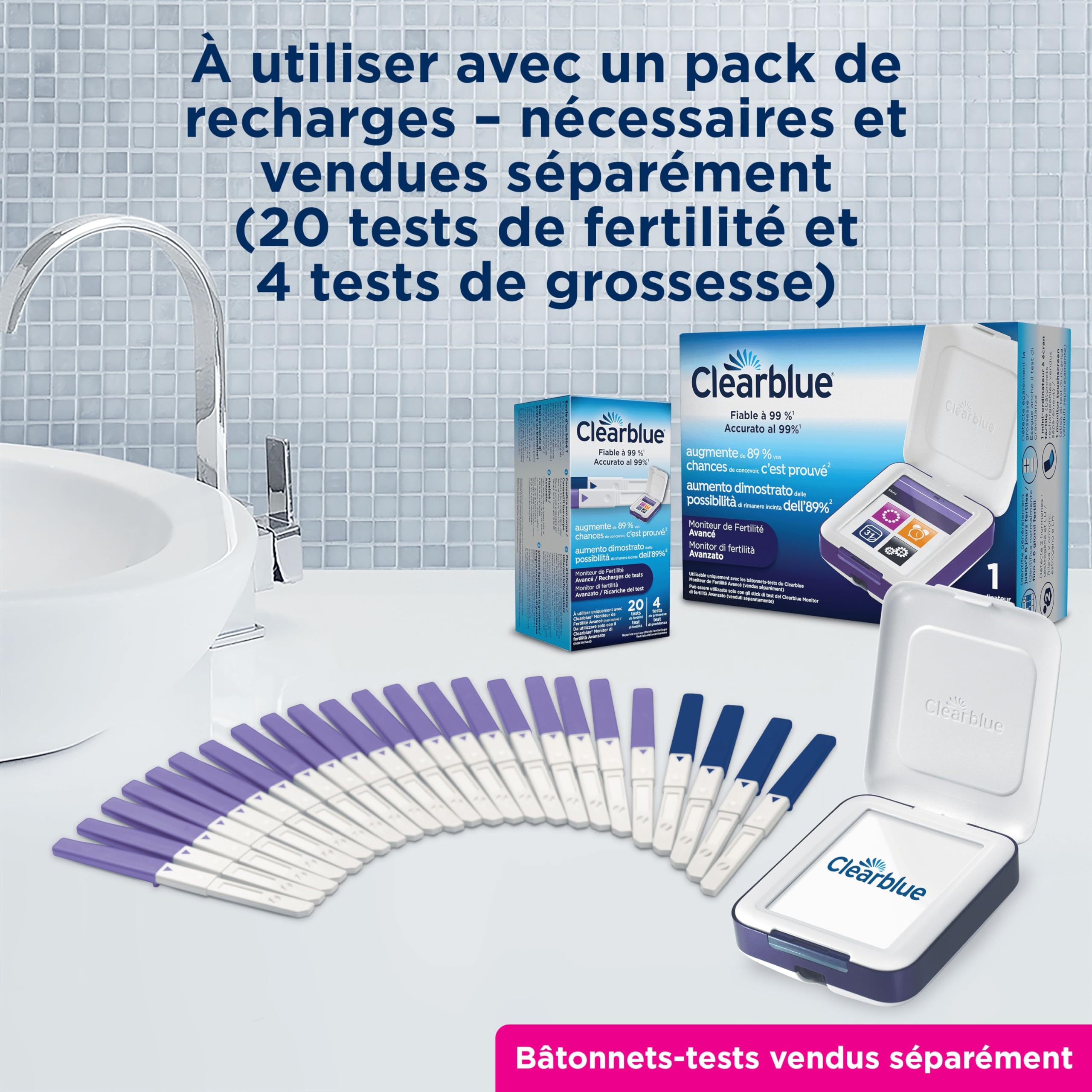 Clearblue Moniteur À Ecran Tactile De Fertilité Avancé, Teste Ovulation & Grossesse, Augmente Vos Chances de Concevoir Naturellement De 89% (Bâtonnets-Tests Vendus Séparément), L'Emballage peut varier