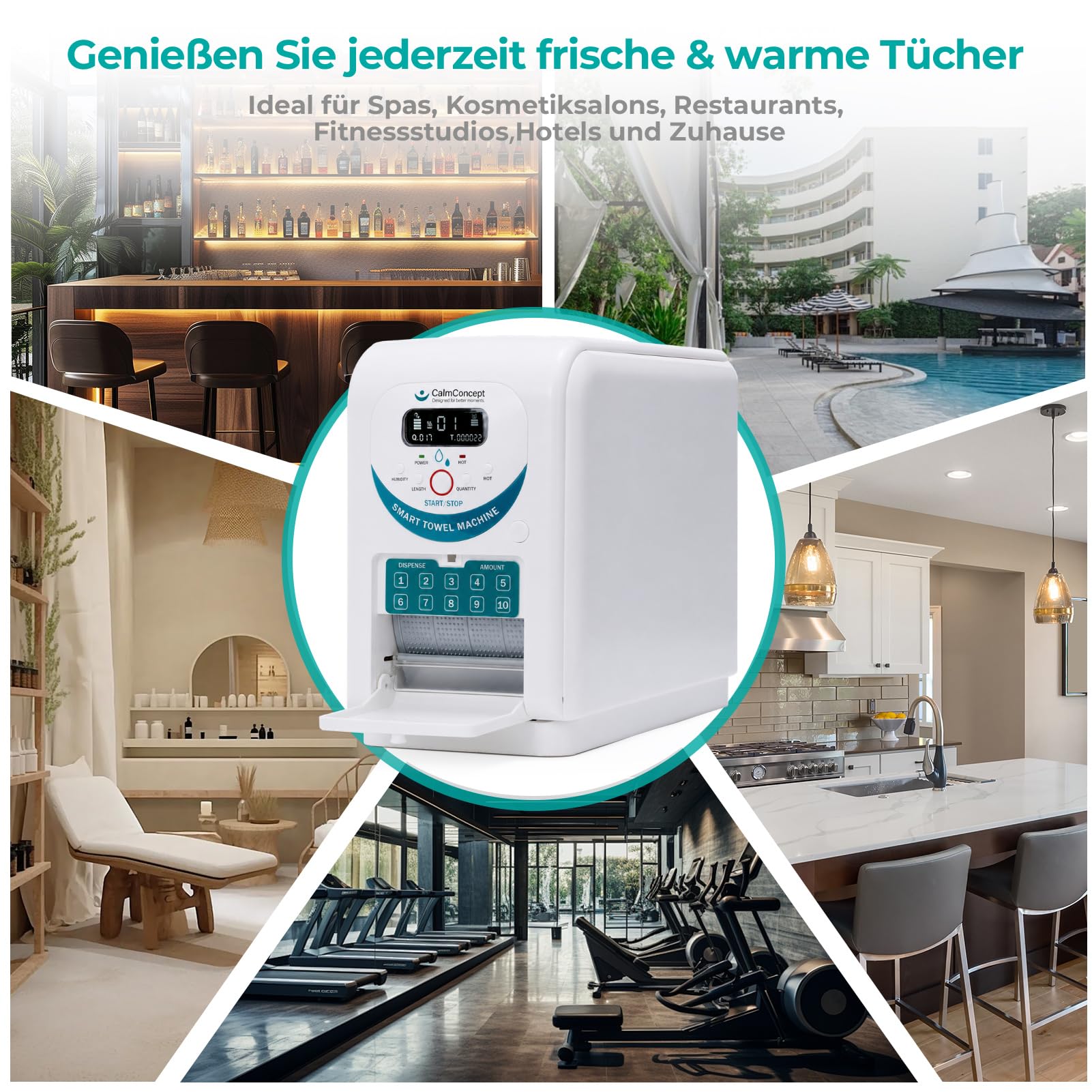 Warmtuchspender, 60s Schnelles Aufheizen | Einstellbare Länge & Feuchtigkeit, 1350ml Wassertank | Feuchttücher-Maschine für Gastronomie, Hotel, Spa & Zuhause