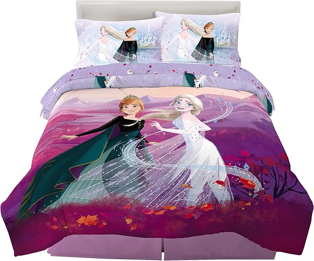 Disney Frozen 2 Kids Bedding Super Soft Comforter And Sheet Set, 5 Piece Full Size, "Official" Disney Product By Franco