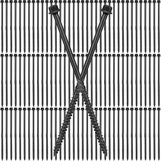 Hicarer 100 Pack#14 x 6 Inch Lag Screws Structural Wood Screws Exterior Coated Star Drive Decking Heavy Duty Construction for Timber Log Landscaping Wood, Black