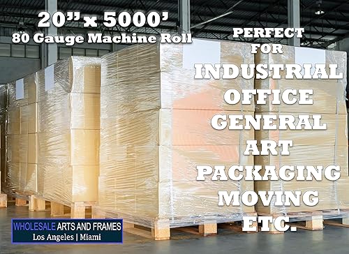 Miniatura 5 de 20 "x5000' película de estiramientoenvoltura de paleta 1 rollo de máquina calibre 80 Strengh industrial 20 micrones transparente se aferran embalaje