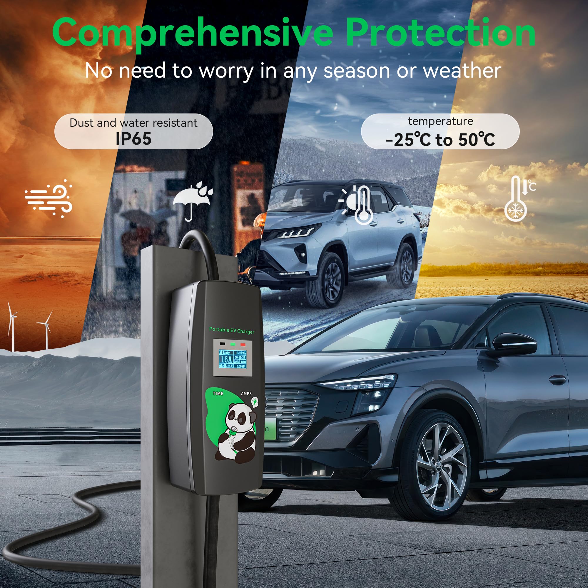 KHONS Cavo di Ricarica Tipo 2 con Spina CEE 5 Metri 6-16A trifase 11kW IP65 Stazione di Ricarica Mobile Wallbox per IEC 62196-2 con Borsa per Il Trasporto