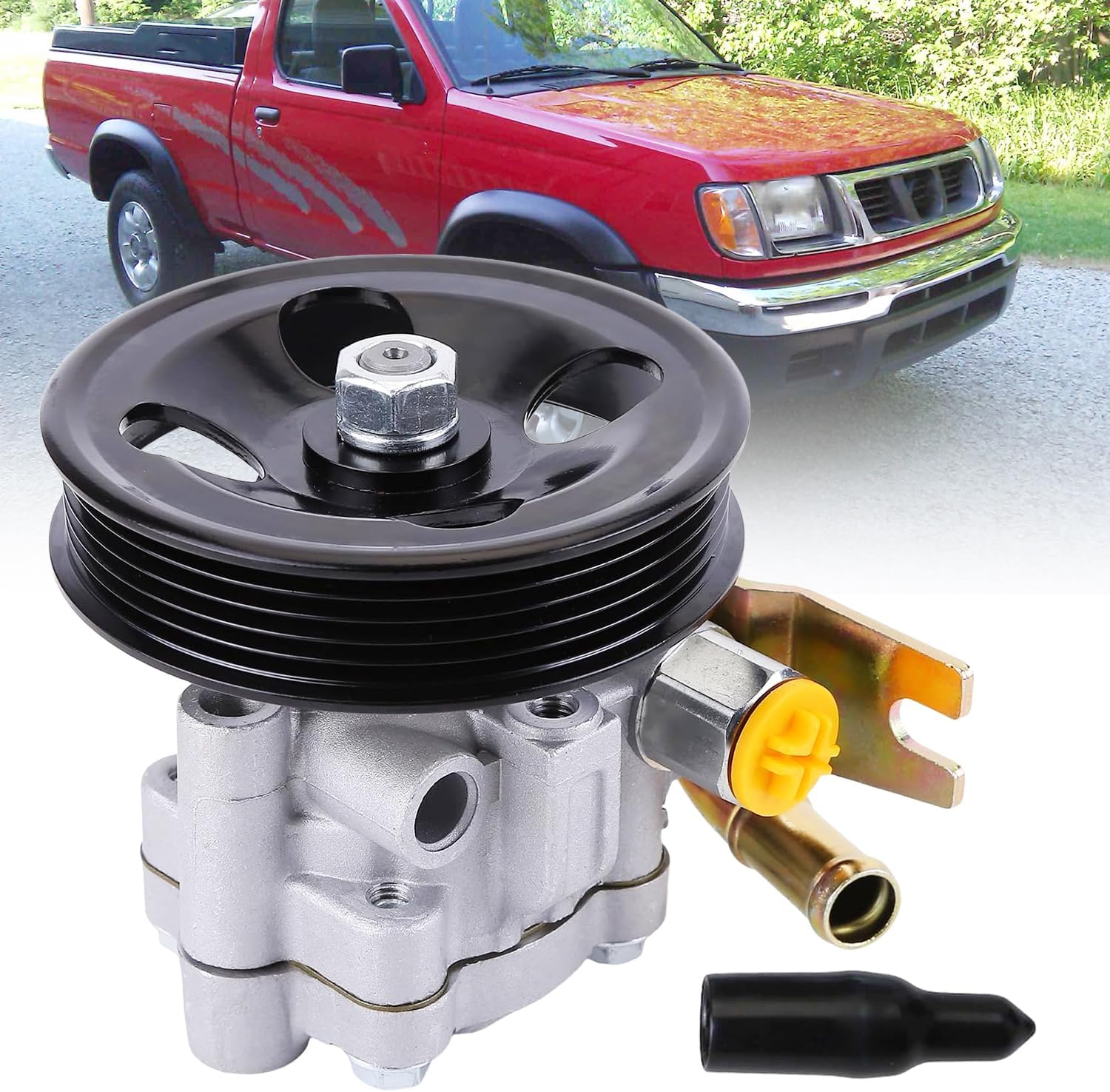 21-5219 Power Steering Pump w/ Pulley for Nissan Frontier 1999-2004 Nissan Xterra 2000-2004 3.3L Automotive Replacement Power Assist Pump Assembly 491104S100 49110-4S100 5575N 4094 55-5575 36-215614