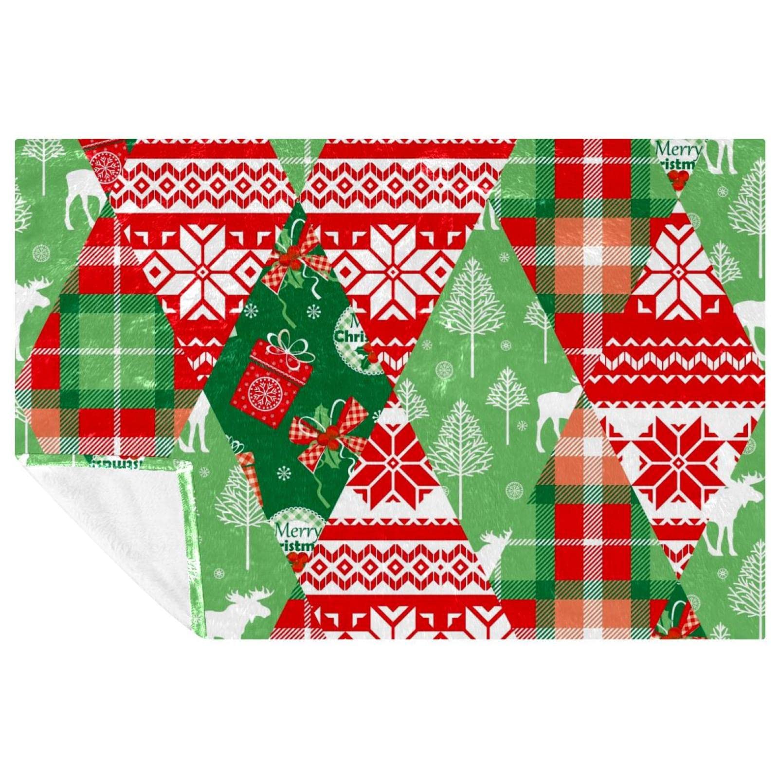 Plaid de Noël 150x100 cm, couverture géométrique chaude pour lit, canapé, pique-nique et camping
