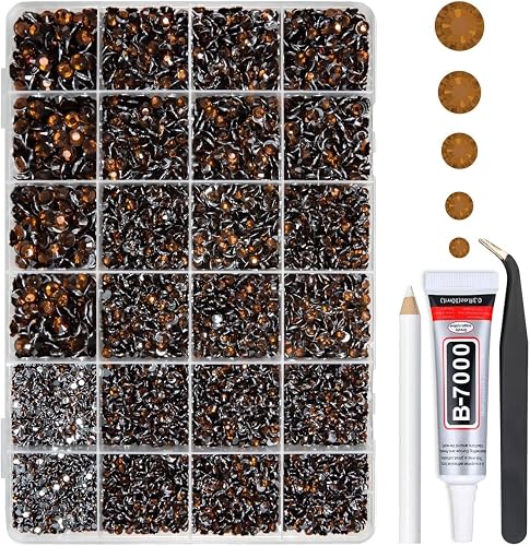 qiipii Dark Brown Crystal Resin Rhinestones w B7000 Jewelry Glue for Bedazzling Crafting 2mm 3mm 4mm 5mm 6mm Flatback Stones Diamonds Crystals Gems Charms for Nails Face Eyes Makeup Tumblers Crafts