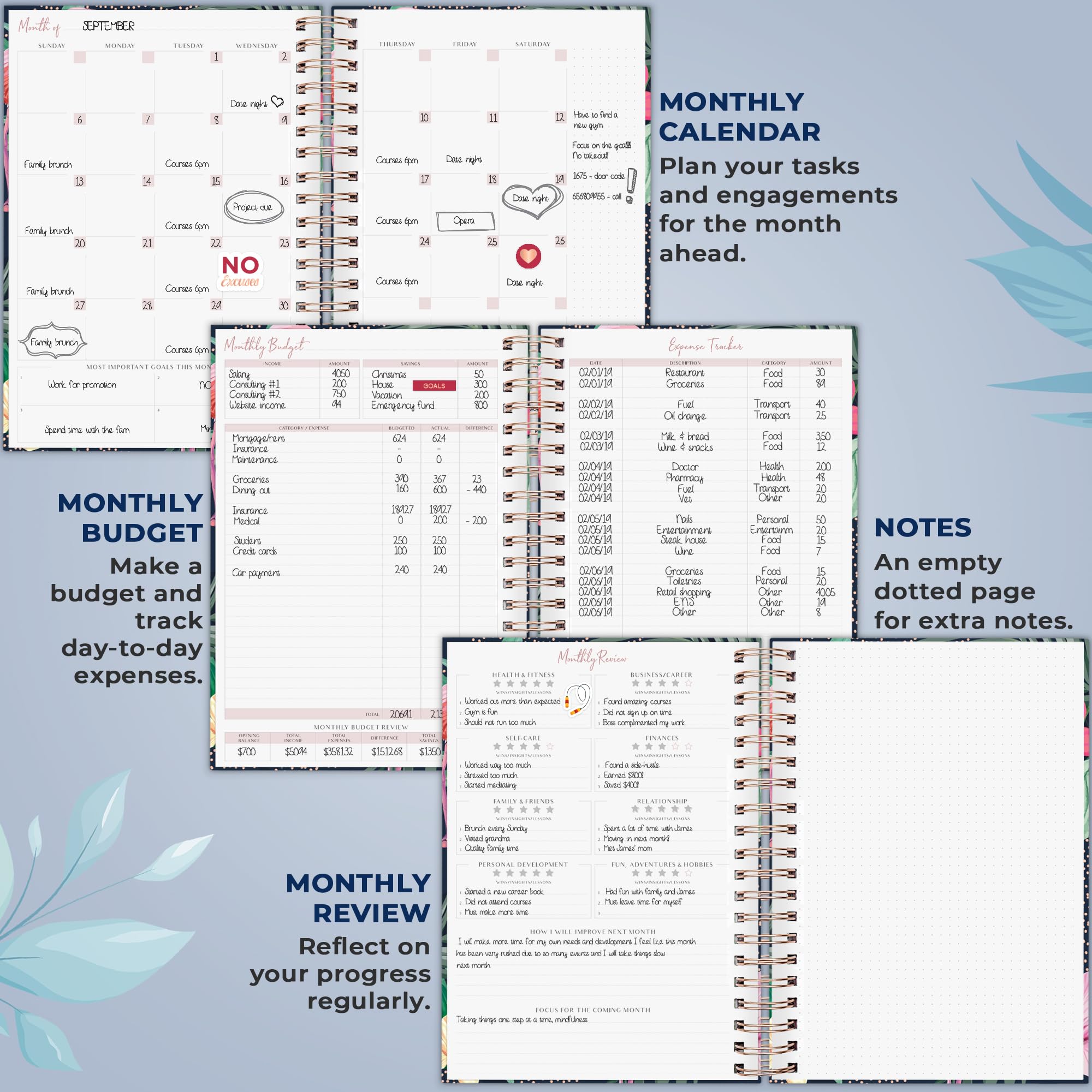 PLANBERRY Large Hourly Schedule Planner Premium - Undated Organizer for Productivity Time Management & Budget, 20x27cm (Rose Flamingo) - Image 4