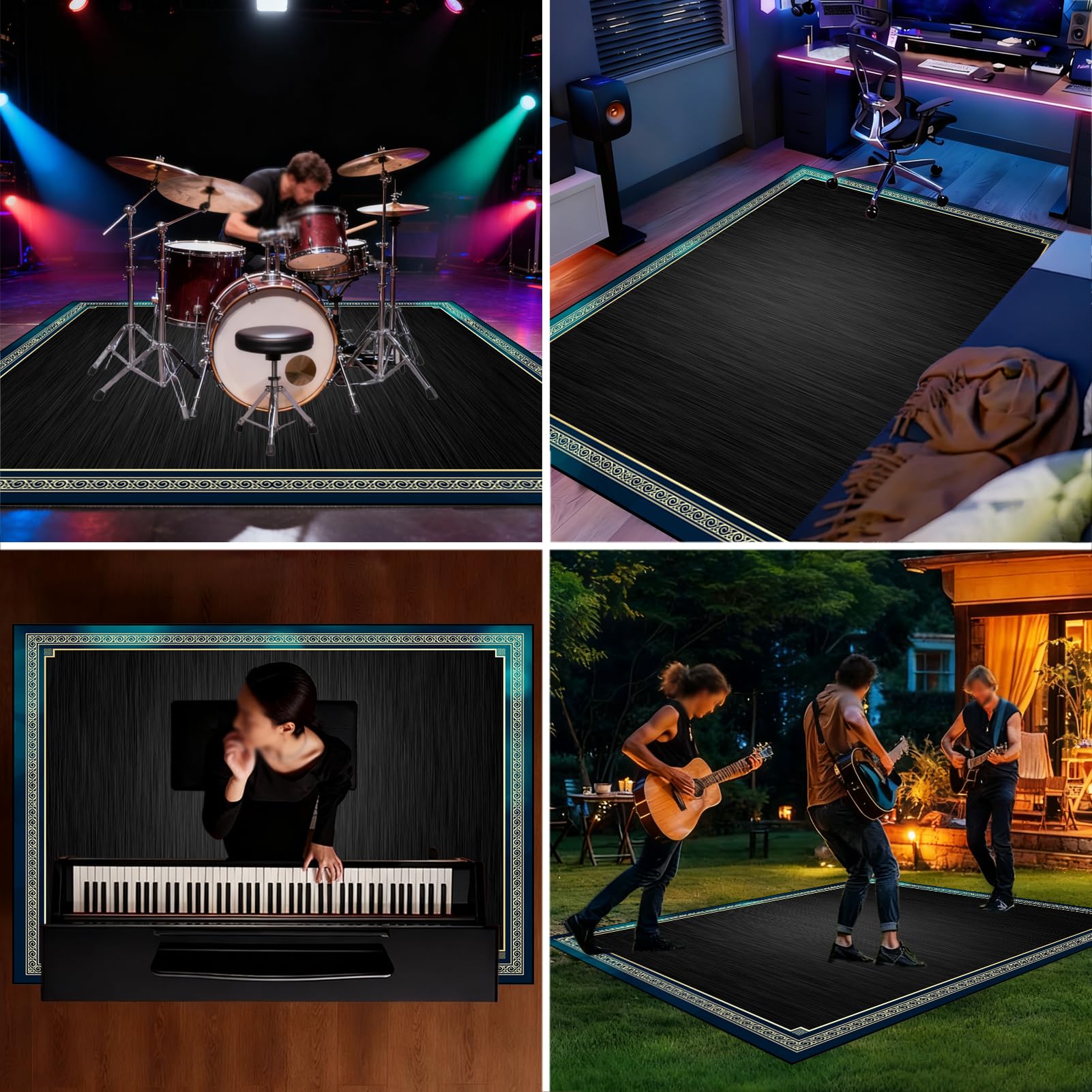 230 x 180 cm Tappeto per Batteria Acustica Tappeto Drum Antiscivolo Tamburo Tappeto, Tappeto Batteria Elettronica Professionale Assorbimento degli Urti Insonorizzato Antiscivolo Tappeto a Tamburo