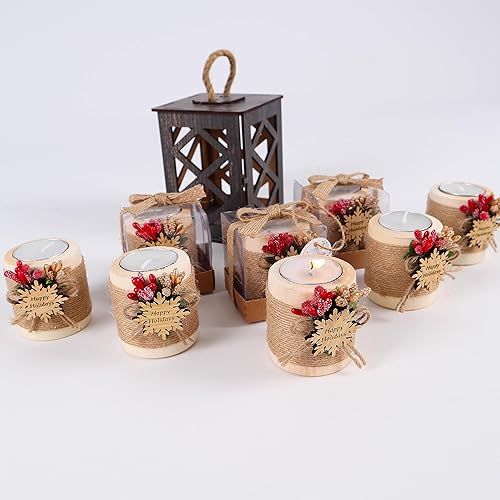 Vista 66 de HTF - Juego de 10 portavelas de madera para decoración de baby shower, regalos de revelación de género, portavelas de madera para baby shower Marrón