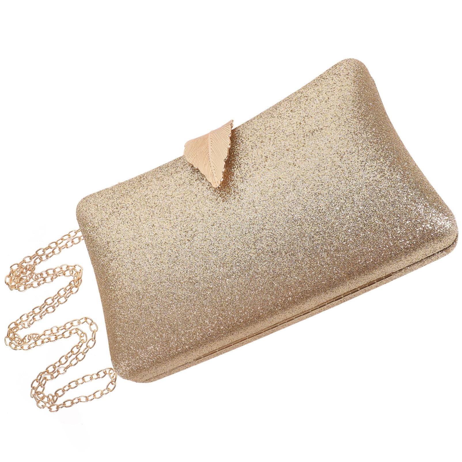 Holibanna Brillante Fiesta Banquete Bolso Bolso De Noche Con Cadena Hoja De Moda Bolso Bolsos Para Las Mujeres Crossbody Bolso De Boda Bolsos De Embrague Para Mujer Bolso De Embrague Bolso