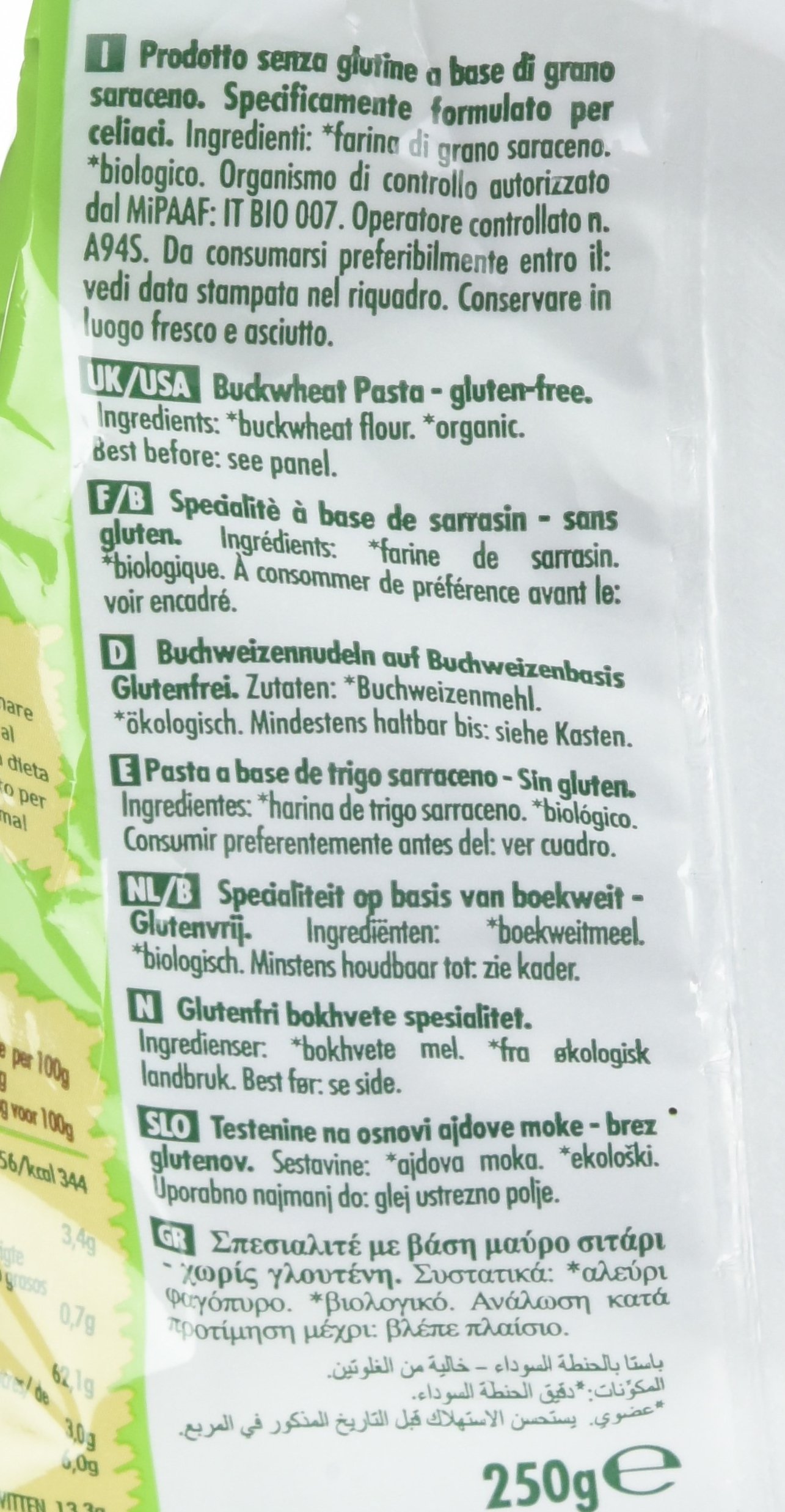 Probios Penne di Grano Saraceno Bio - Confezione da 12 x 250 g