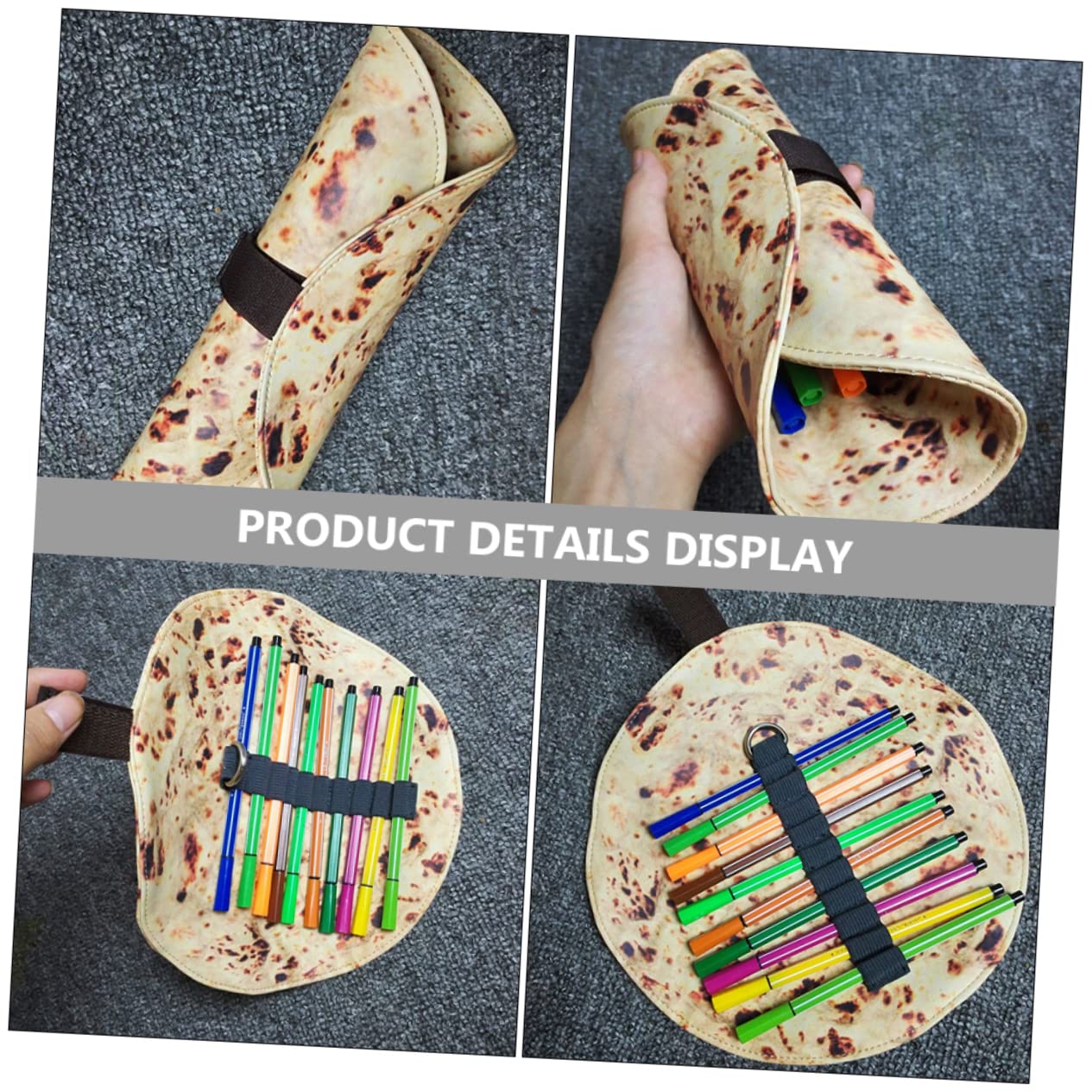 TEHAUX 10pièces De Crayon Tortilla Roll up Trousse De Rangement Rigolote pour Stylos Et Crayons à Pinceaux Toile pour Étudiants