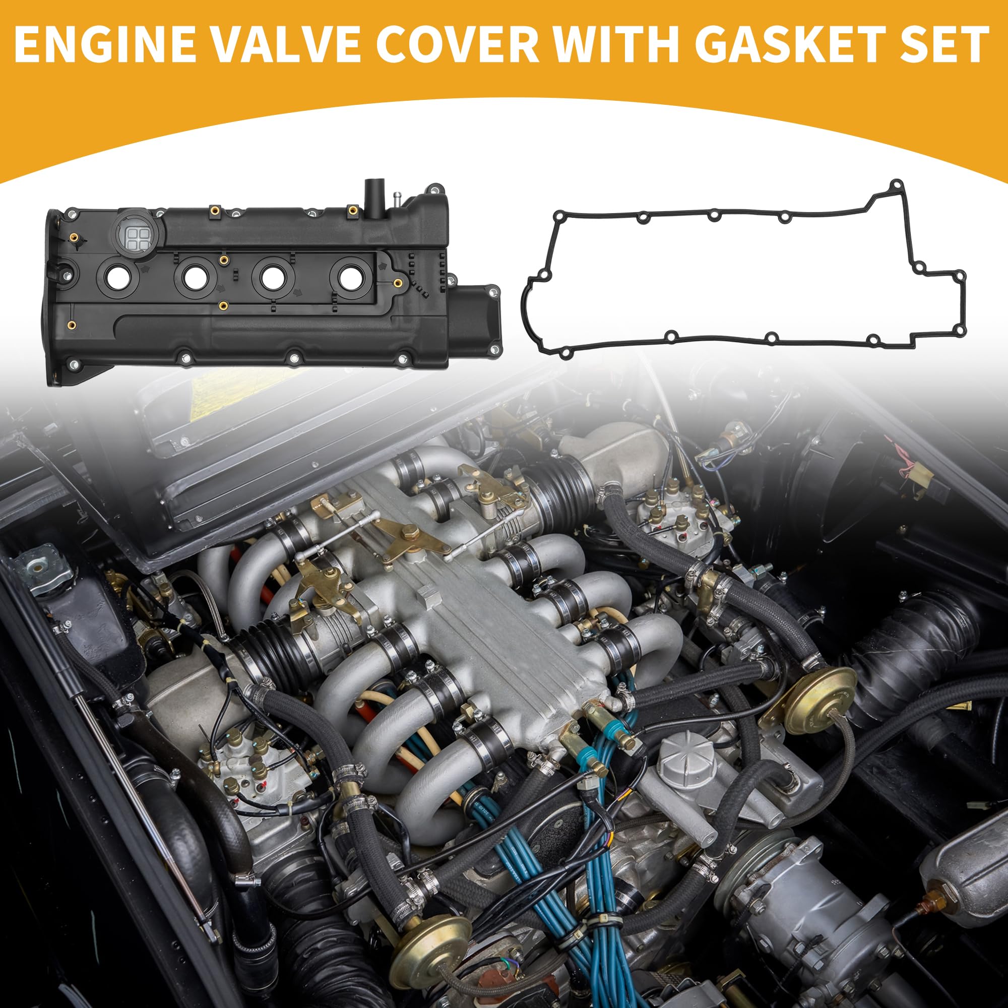 Coperchio della Valvola del Motore No.2241023010 Coperchio della Valvola Anteriore per Hyundai Elantra 1.8L 2.0L Plastica Nera con Guarnizione