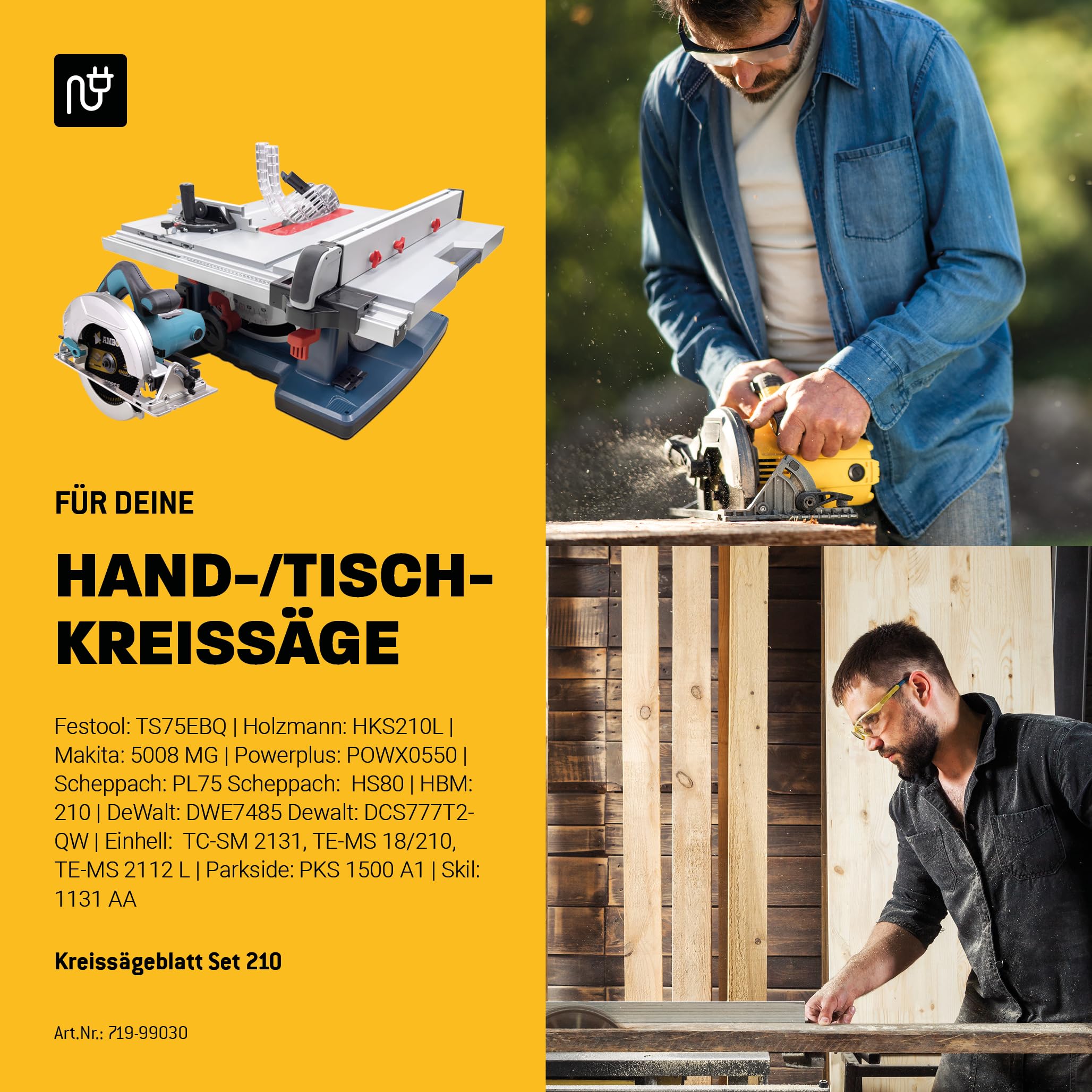 Ø 210 x 30 zestaw ręcznych brzeszczotów do piły tarczowej pasuje do Makita 5008 MG, Festool TS75EBQ - AMBOSS WERKZEUGE® 210 x 30 asortyment brzeszczotów do piły