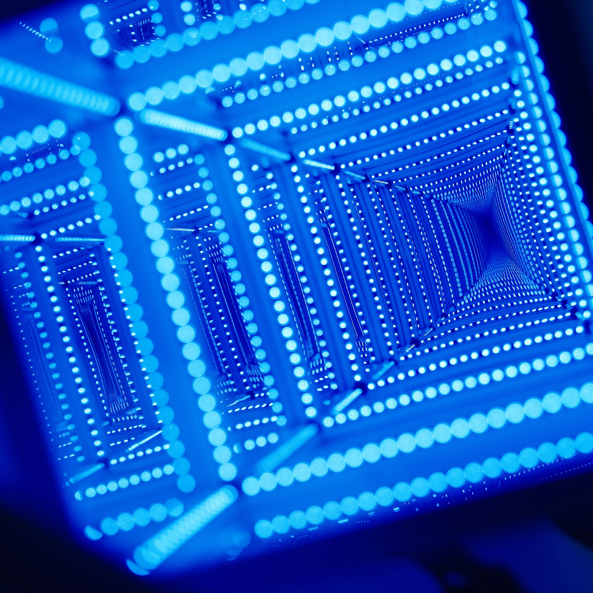 Tenmind Rotating Magic Cube Sensory Therapy Infinity Prismatic Reflection Mirror LED Lighting with Wooden Stand Geometric RGB Changing — view 3