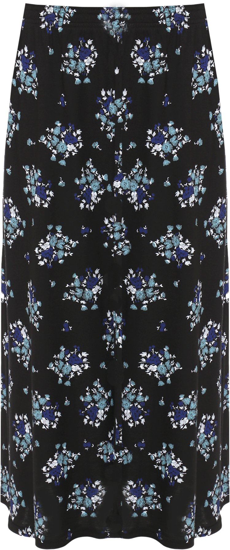 Wearall Women's Teal Floral Plus Floral Print Skirt Elasticated Stretch Waist Midi Length 20-22