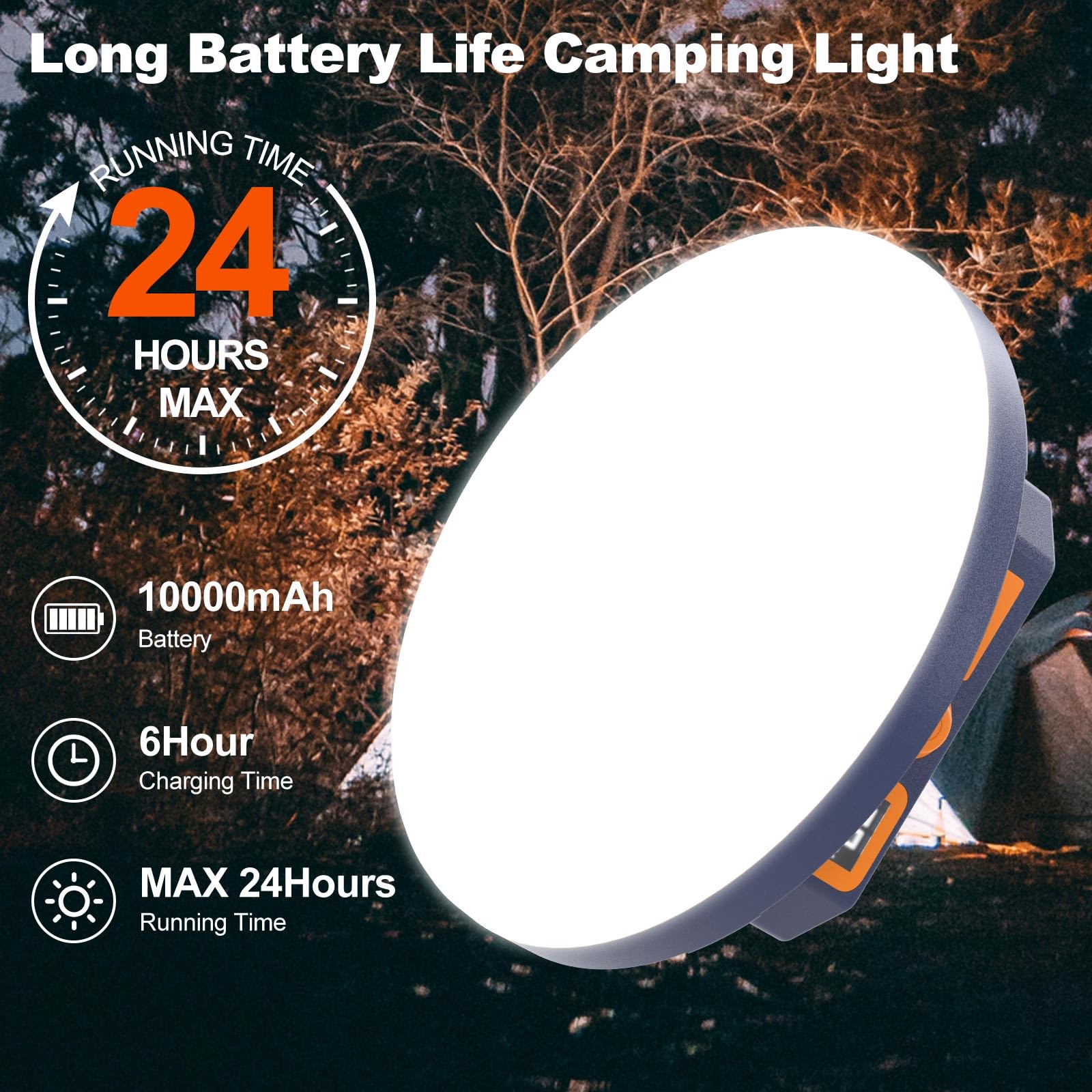 Lampada Campeggio Ricaricabile con Controllo Vocale, 10000mAh, 3000lm, 4 Modalità di Illuminazione, Illuminazione Esterna Controllabile Dalla Voce, Lanterna da Campeggio Impermeabili IPX4