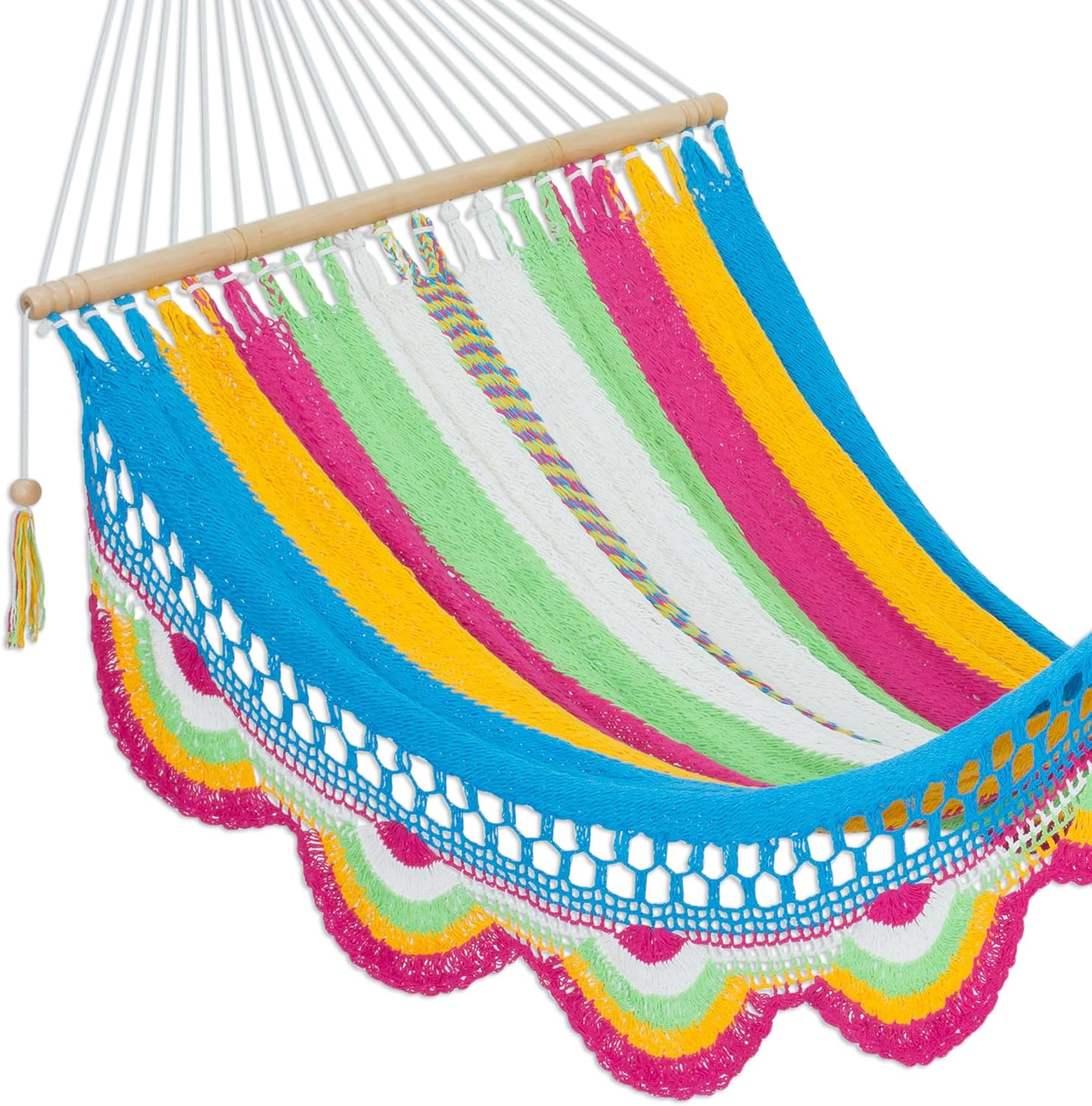 NOVICA Multicolor Cotton Hand Woven Rope Hammock, Colorful Cocktail' (Single)