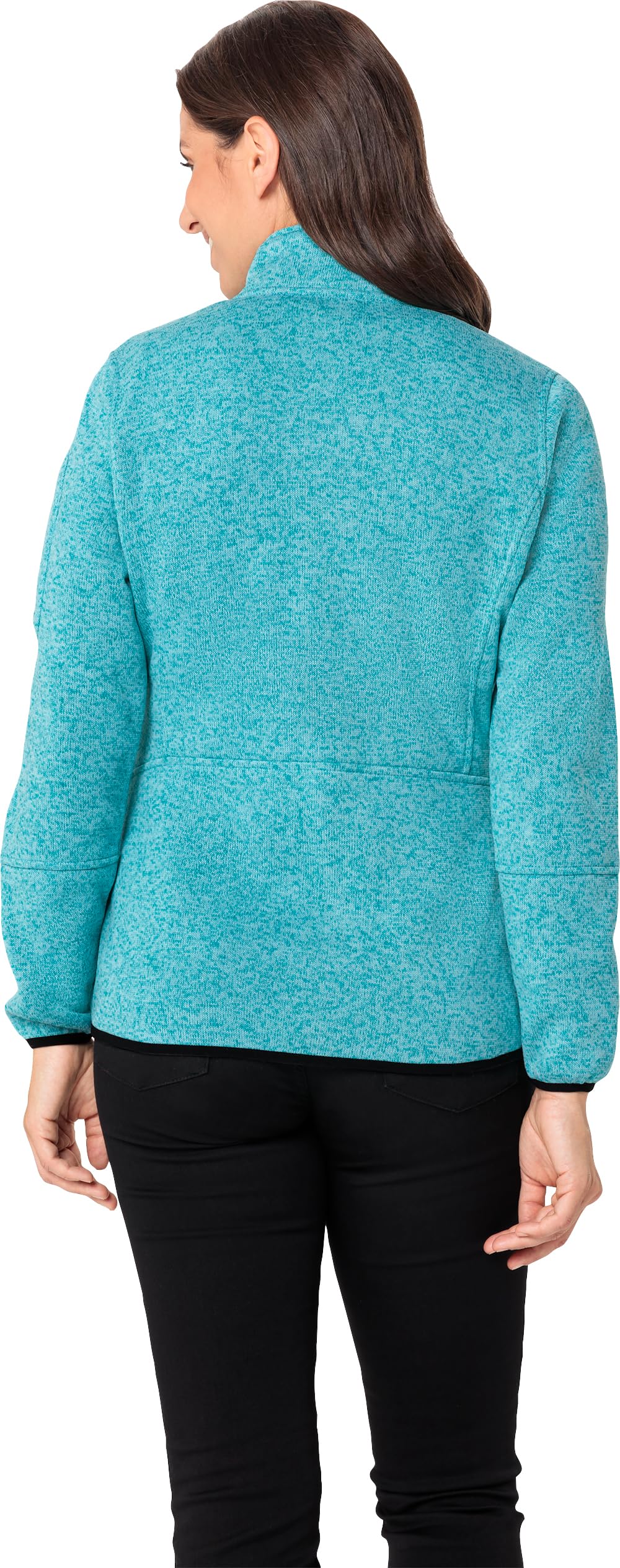 STUBAI Damen Strickfleecejacke, mit flauschigem Fleece auf der Innenseite, Übergangsjacke mit Reißverschluss, modische Damenbekleidung, Türkis, Gr. 36-48