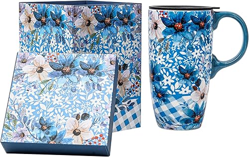 Topadorn Taza de viaje de cerámica con asa, tapa deslizante resistente a salpicaduras, perfecta para café y té, apta para microondas y lavavajillas, disponible en Yaxa El Salvador